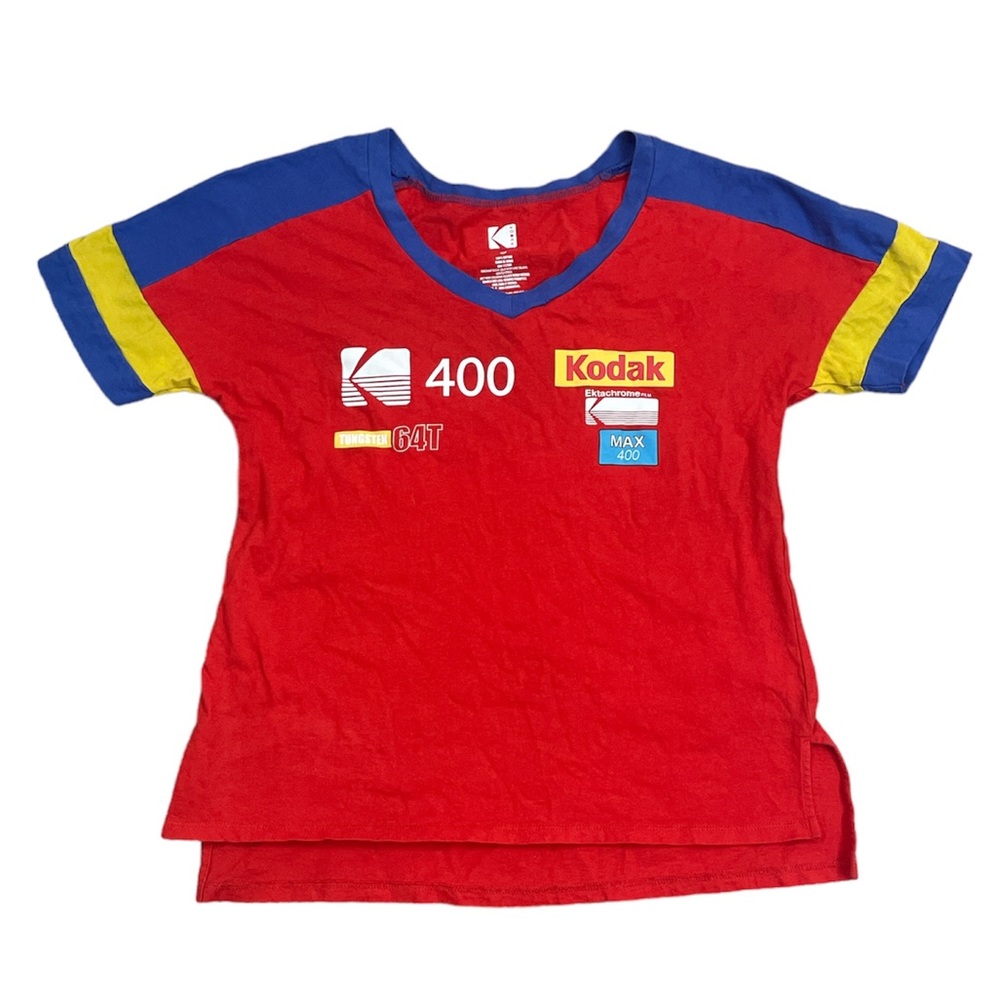 Kodak Film Colorblock Short Sleeve V-Neck T-Shirt Size Small